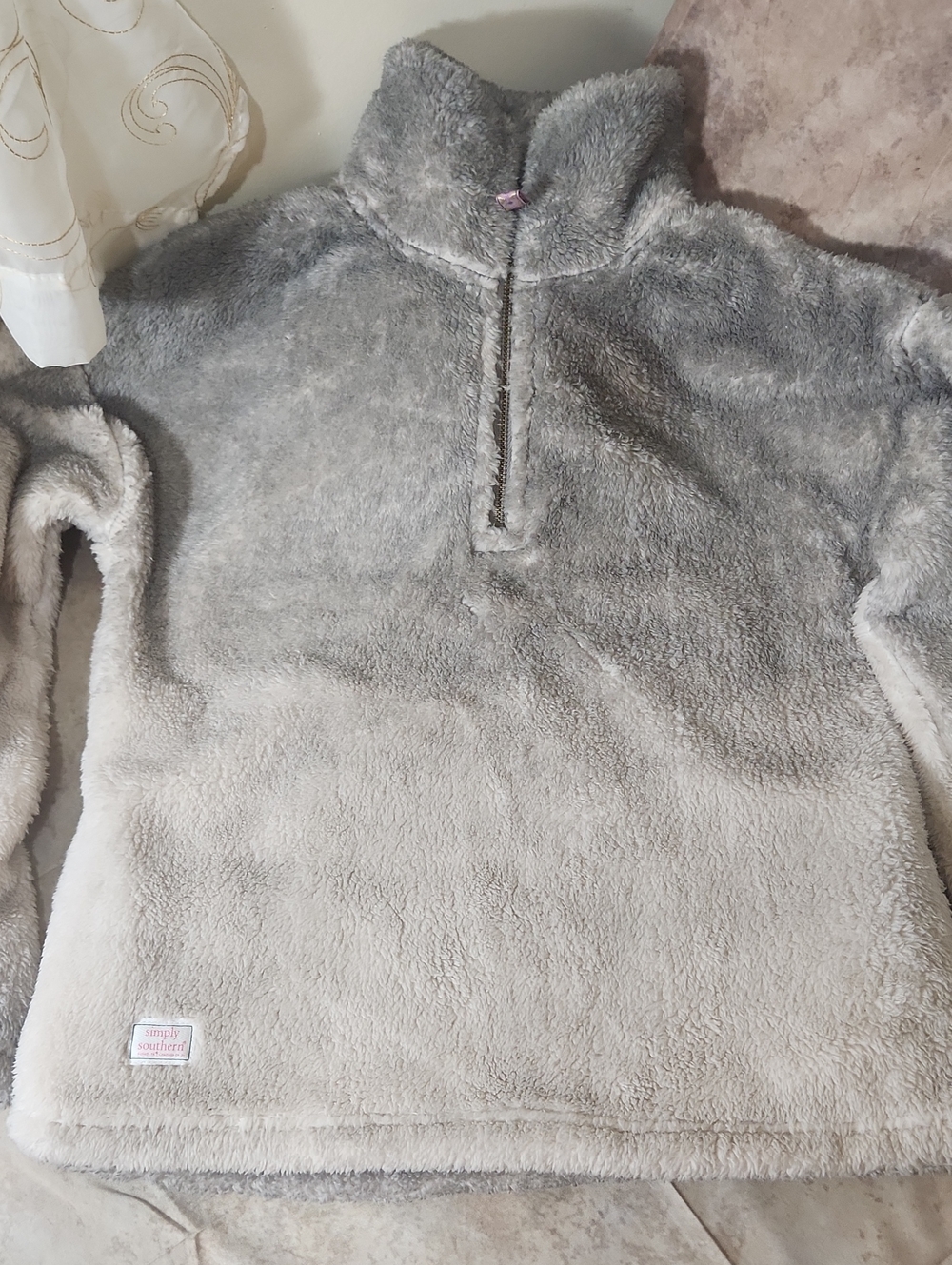Simply Southern Plush Half-Zip Turtleneck Fleece in Gray Ombre
